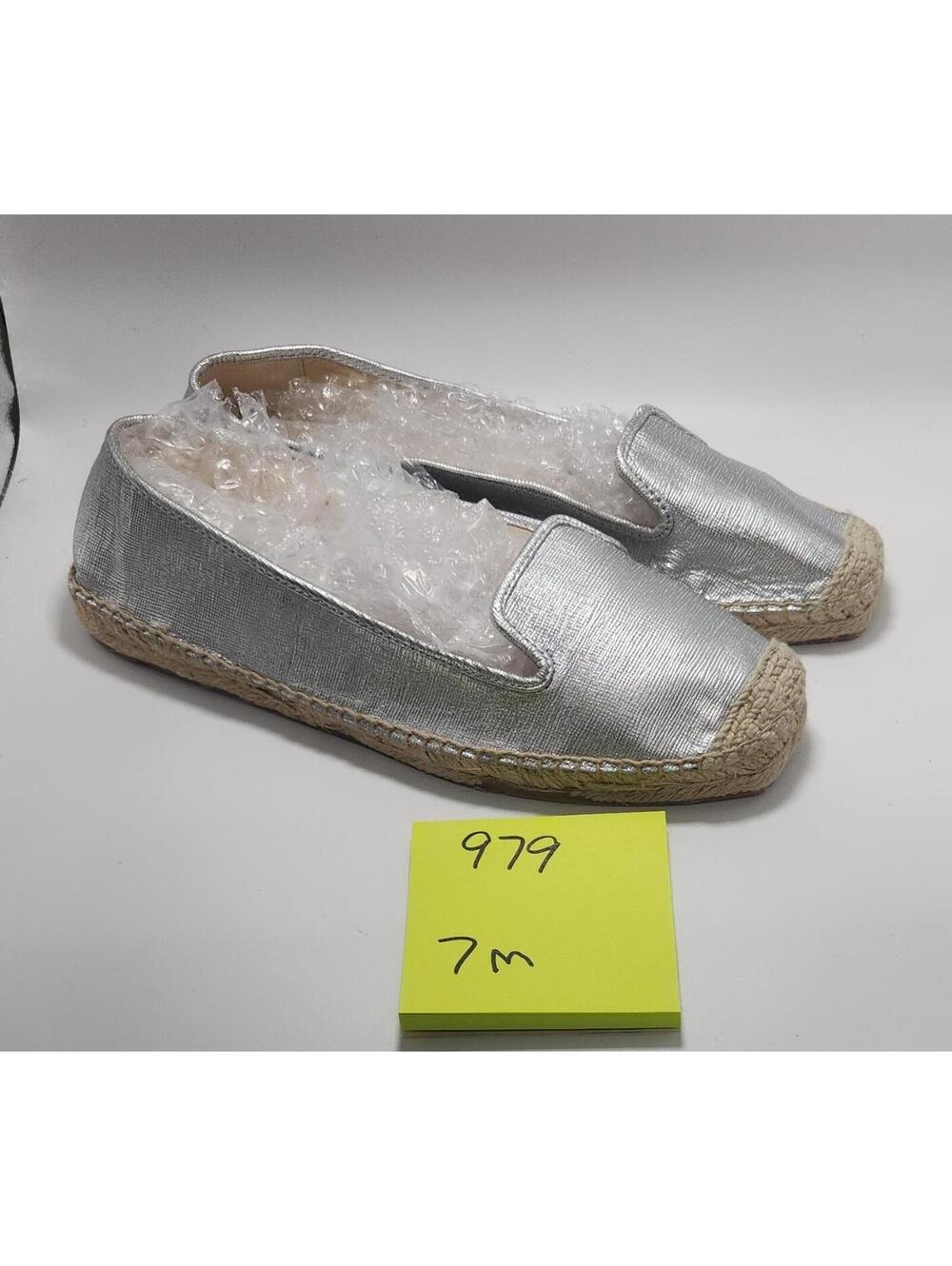 Nine West Women’s Silver Synthetic Espadrille Slip-On Flats Round Toe US 7M